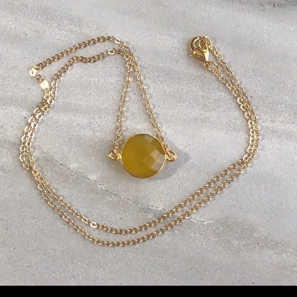 Yellow Chalcedony 18K Gold necklace